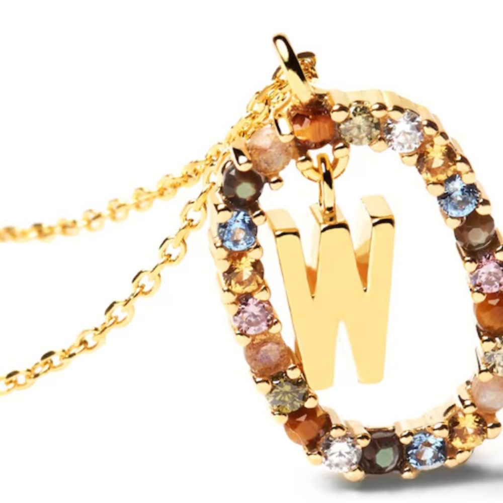 PD PAOLA Multi-Color "W" Pendant in Sterling Silver/18K Gold Plate BRAND NEW